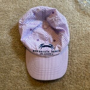 Purple and white beach hat